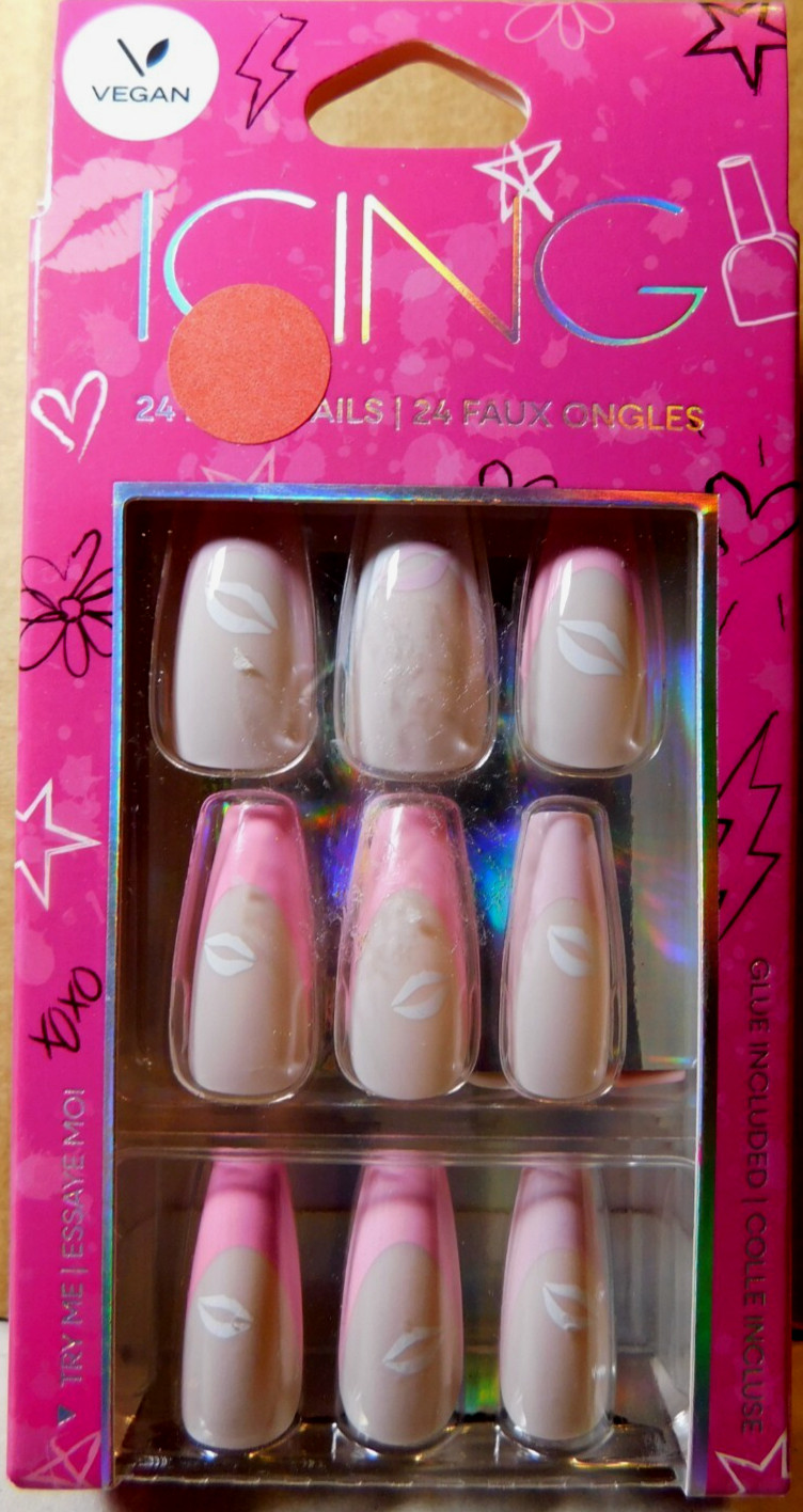 CBI Distributing Corp.~Icing 24 Faux Nails Vegan Pink, Tan, & White Lips