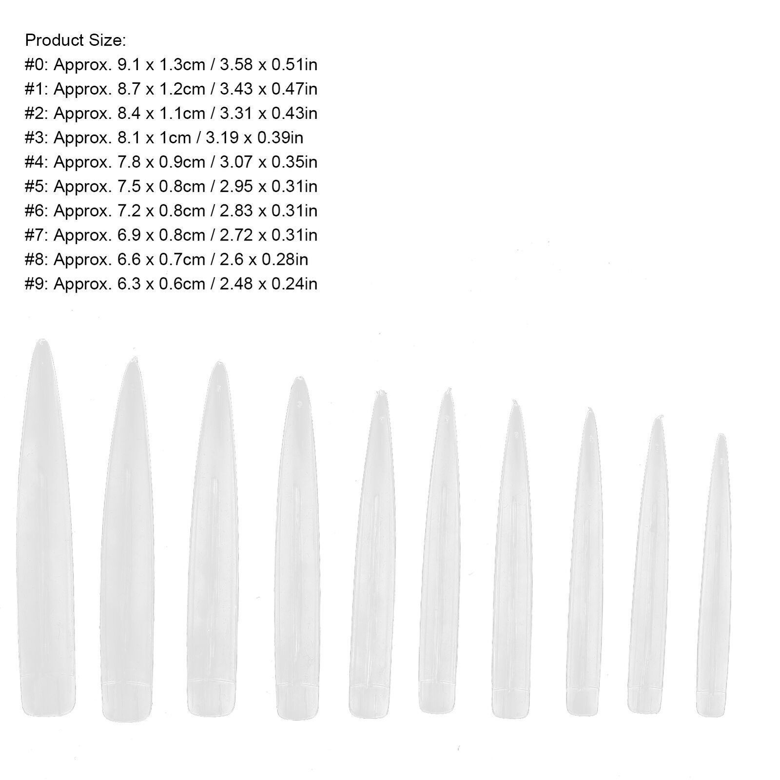 10pcs Professional Long Pointed Nail Tip Home Salon Fake False Nail Set Manicure