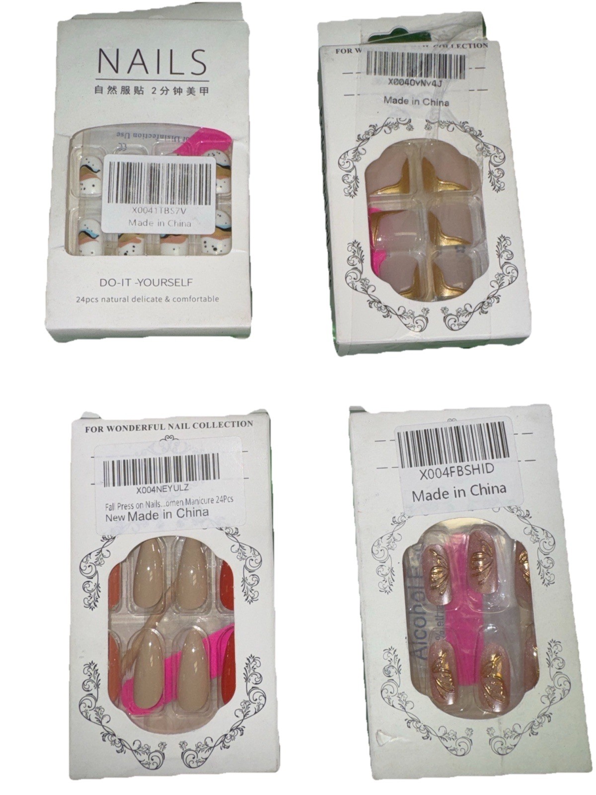 Lot of 14 Press On Nail Sets Mixed Brands Designs As Is See Photos