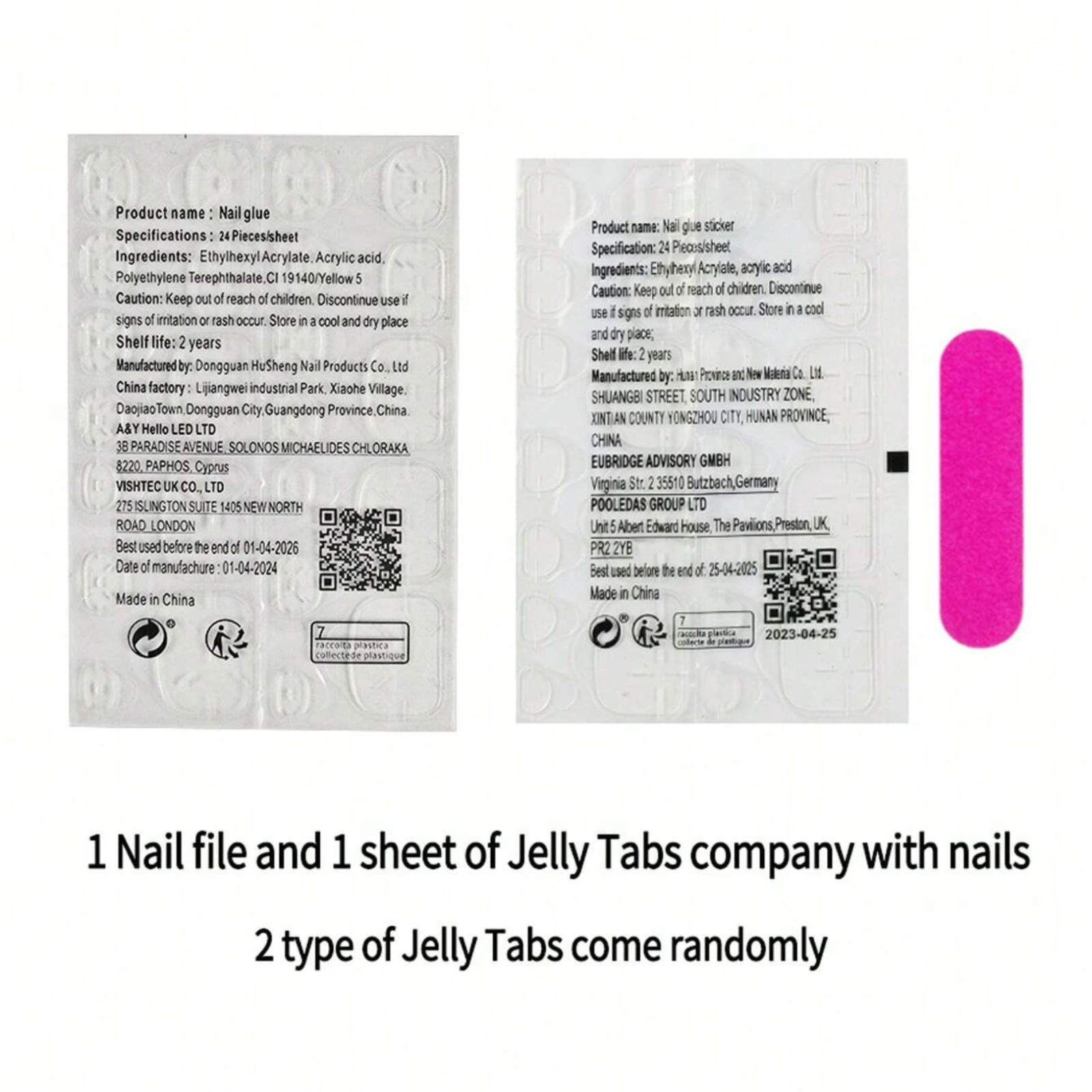 24pcs Nail Stickers Set Short Square Minimalist Nude Pink French White Nail Tips