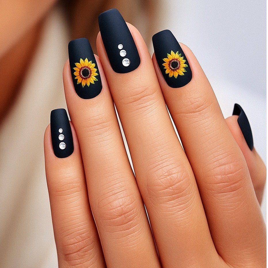 imPRESS Press On Med Nails 30 Count Festival Night Sunflower Rhinestones 93-53