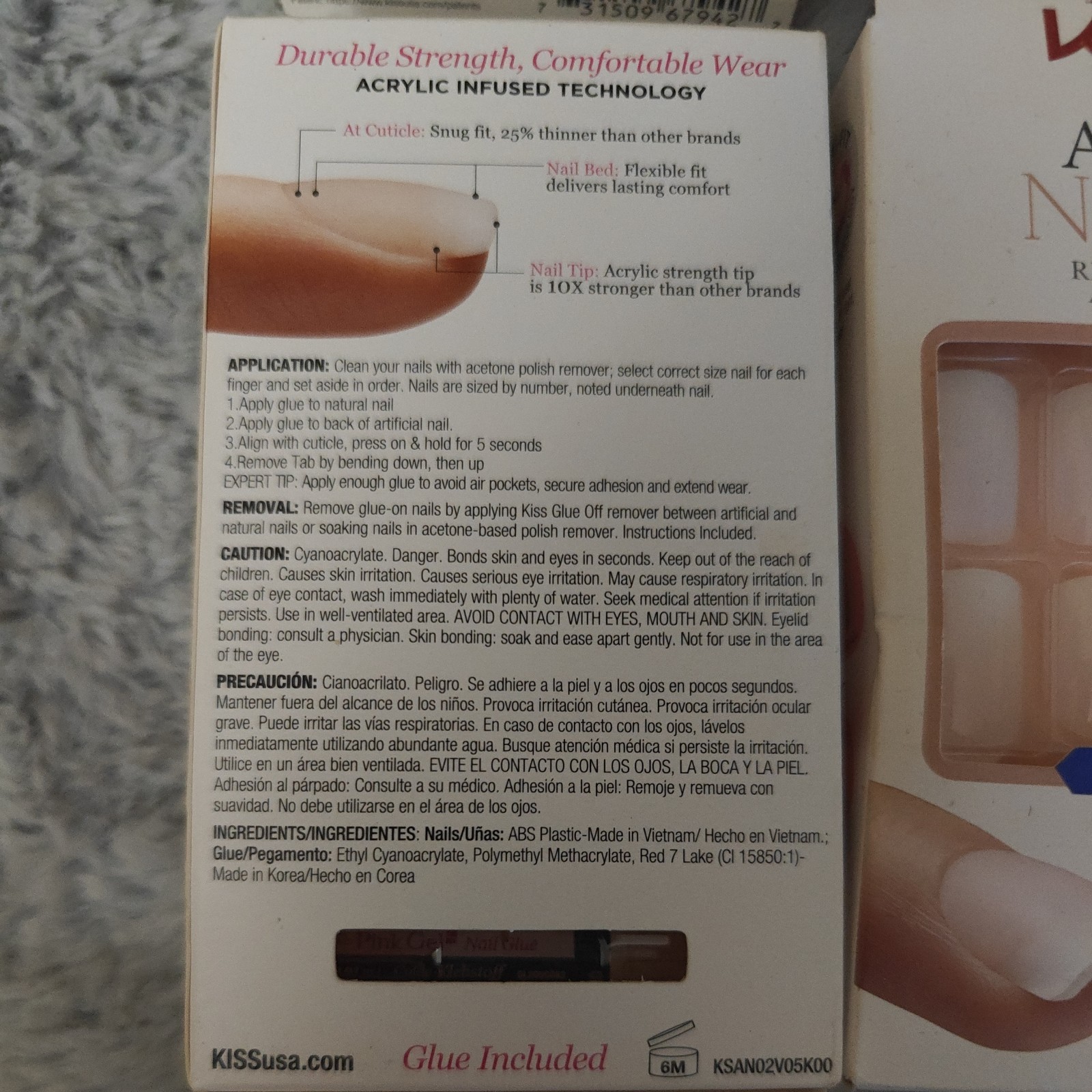 Lot of 9 KISS Salon Acrylic French & Natural Nails Square Medium NEW Box Damage