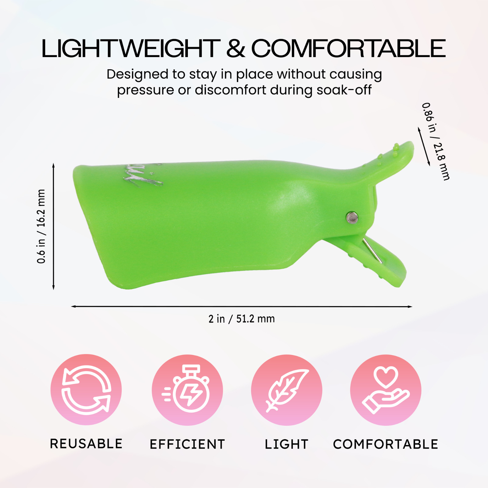 2pks High Quality Green Acrylic UV Gel Polish Remover Clip Cap Manicure Tool