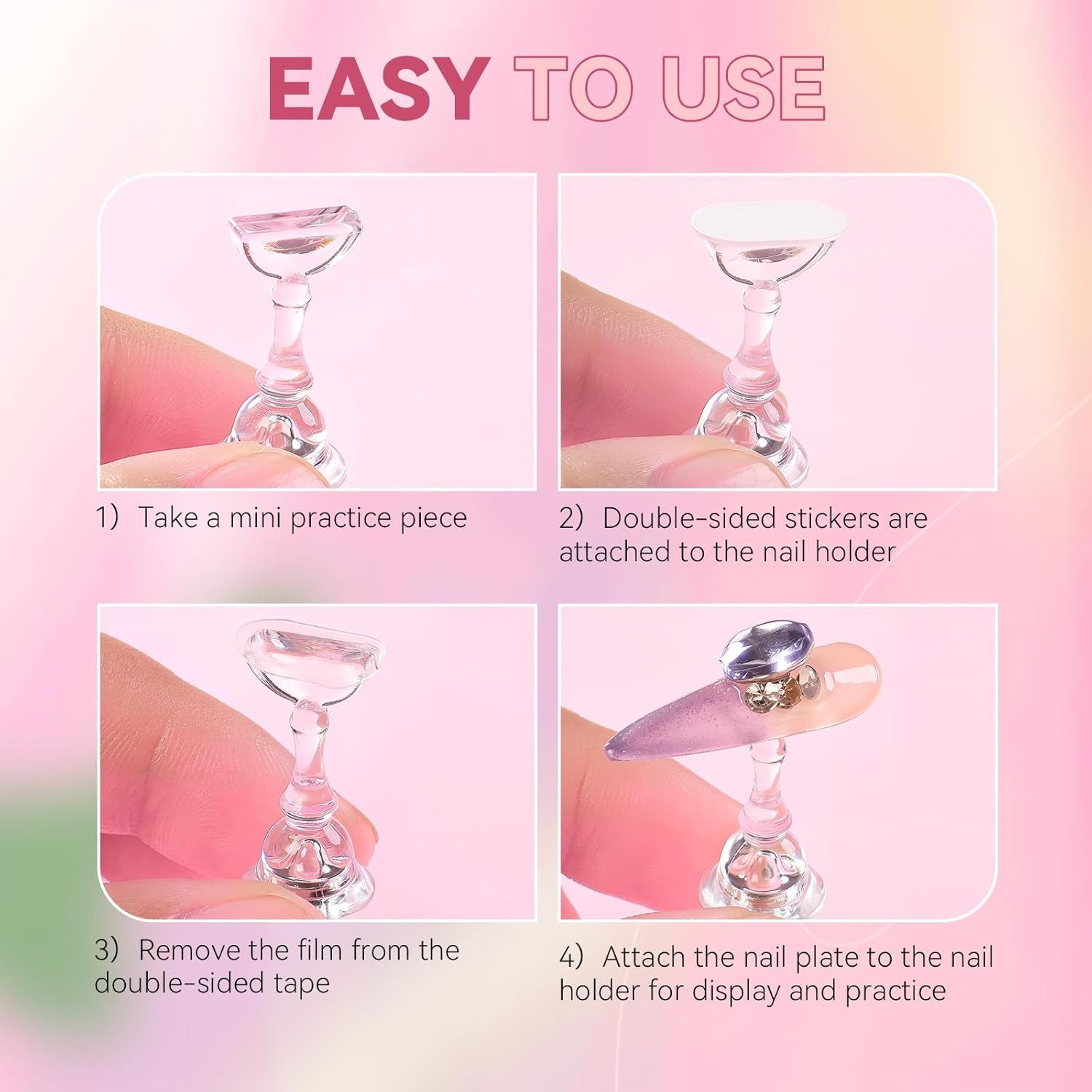 Nail Stand for Press On Nails Art Display Practice 2 Sets, 1 Heart Shaped Acryli