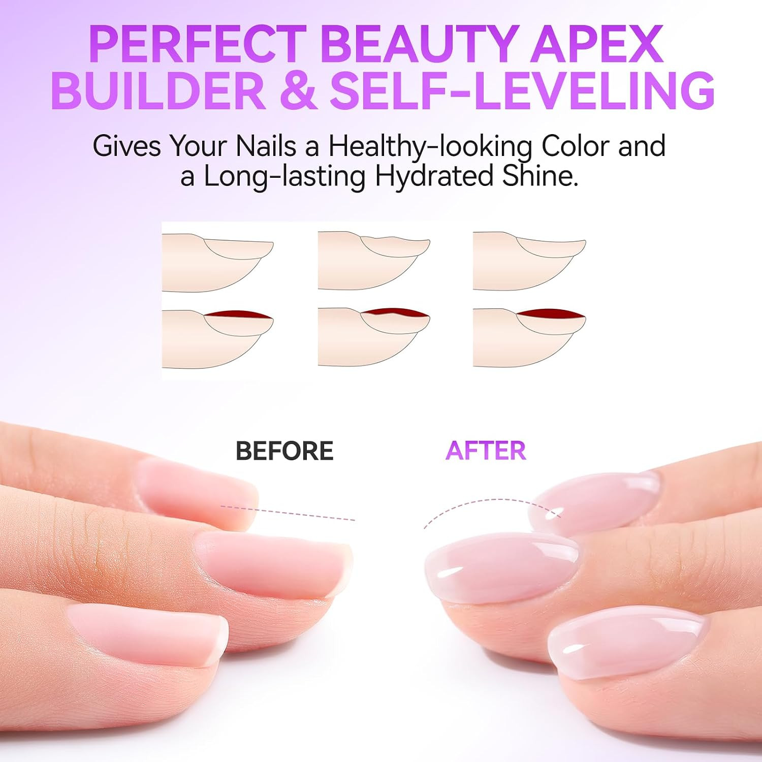 6-In-1 Jelly Builder Gel Nail Glue:Blissful Blush Pink UV Rubber Base Gel for Ap