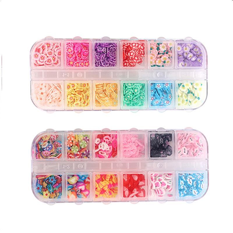 12 Grids Fruit Polymer Clay Slices, Slime Toppings & Nail Art Embellishments DIY