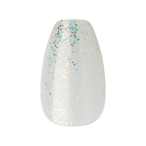 KISS Voguish Fantasy, Press on Nails, Fancy Elves, White, Short Coffin, 28 Count