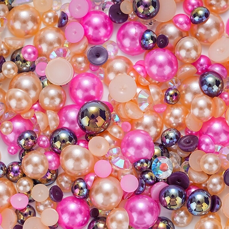 Pearls 3d Nails Art Rhinestones Flat Back Half Round Pearls