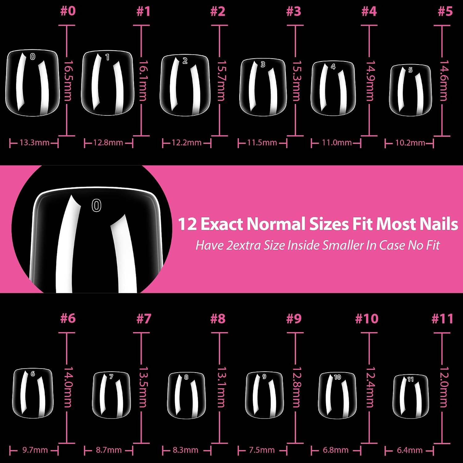 Extra Short Square Nail Tips XS Short Square Gel Tips 216Pcs Press on Nails Full