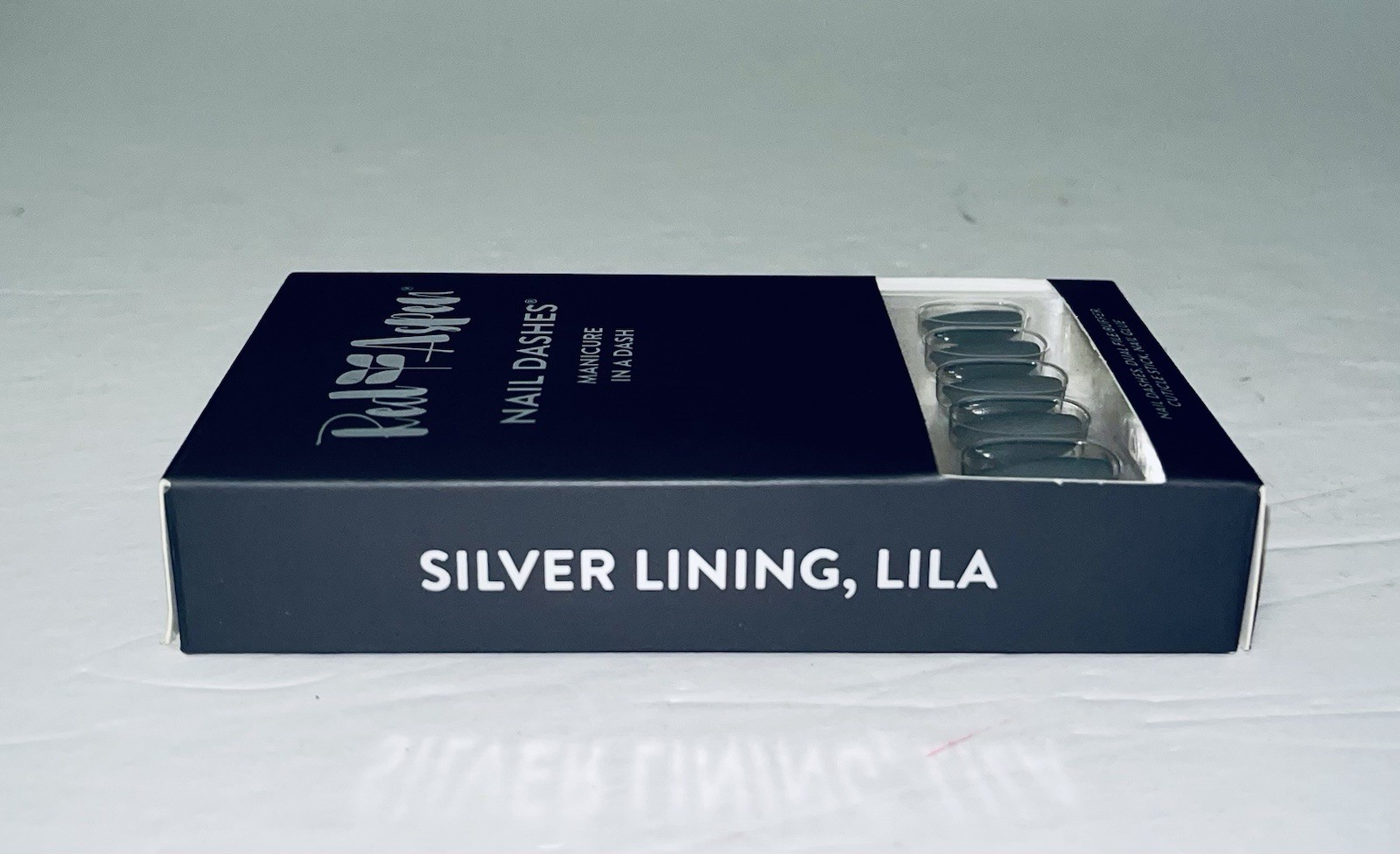Red Aspen Press On Nails ~ Silver Lining, Lila ~ Medium Almond Nail Dashes NEW
