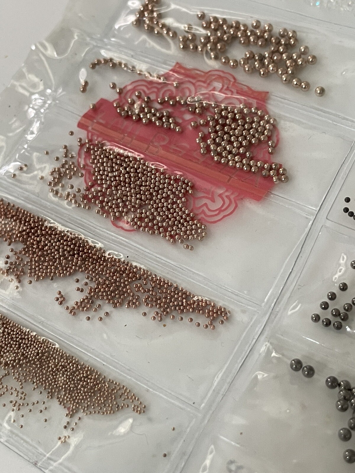 Metallic Nail Art Charm Beads Caviar 2 Sets Multiple Size Colors Plastic Sleeve