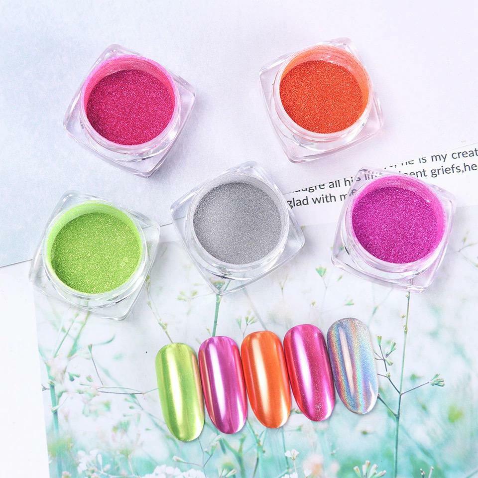 UNICORN NAIL CHROME POWDER ROSE GOLD MIRROR PINK RED DUST COLOURS EFFECT PIGMENT