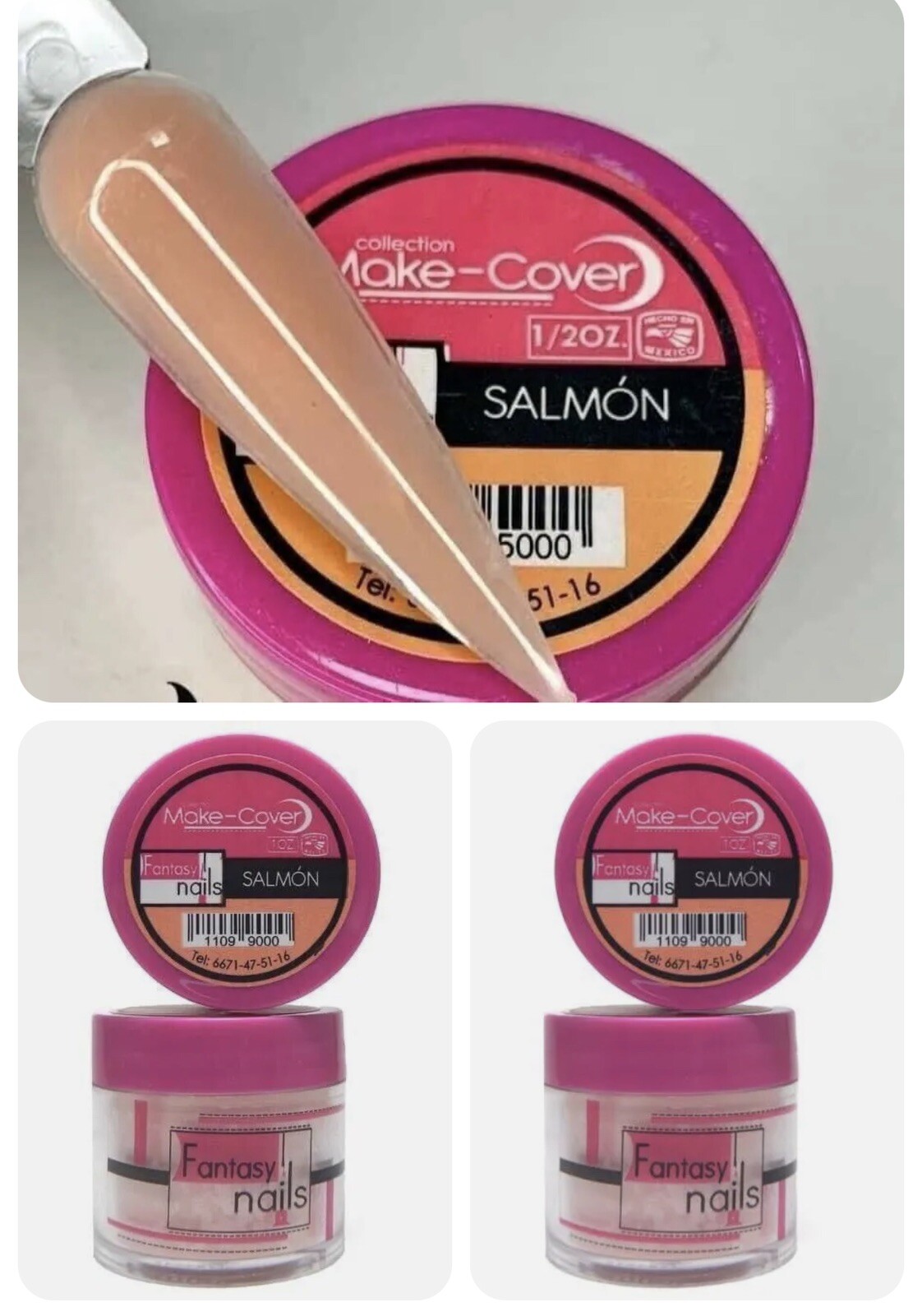 polvo acrilico para uñas salmon de fantasy nails 2 oz