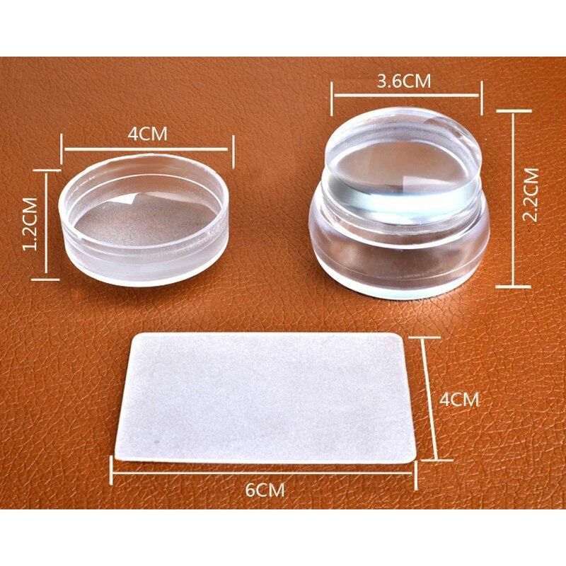 Silicone Nail Stamper French Manicure Stamping Jelly Nails Art + Scraper Stamps