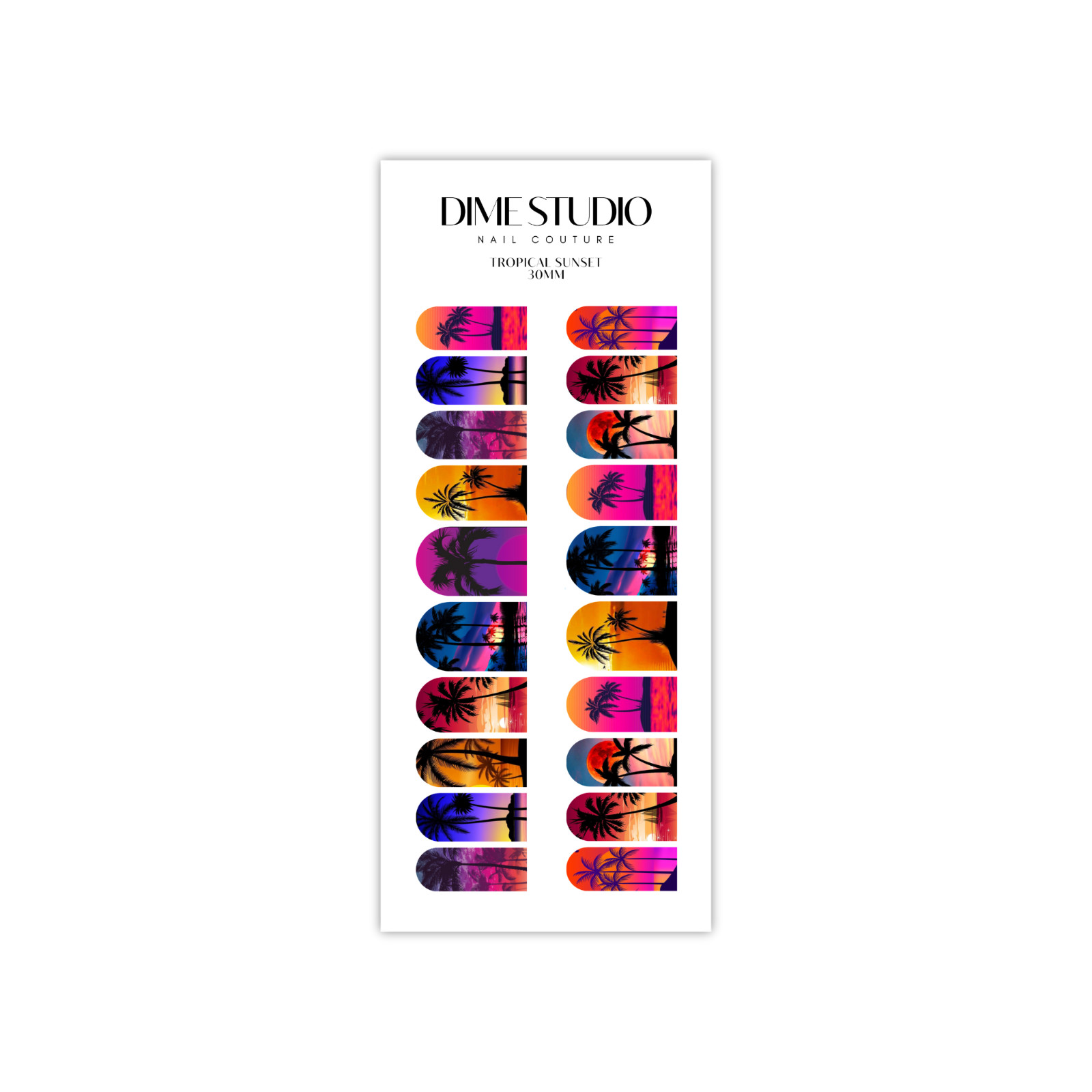 Tropical Vacay Palm Tree Sunsets Nail Decals Waterslide Nail Wraps