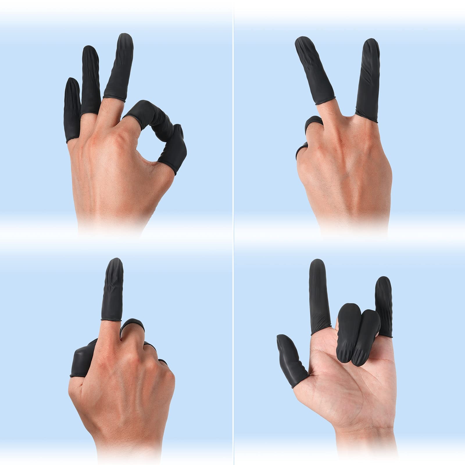 400 Pcs Disposable Latex Finger Cots Protective Fingertips Gloves Black Finge…