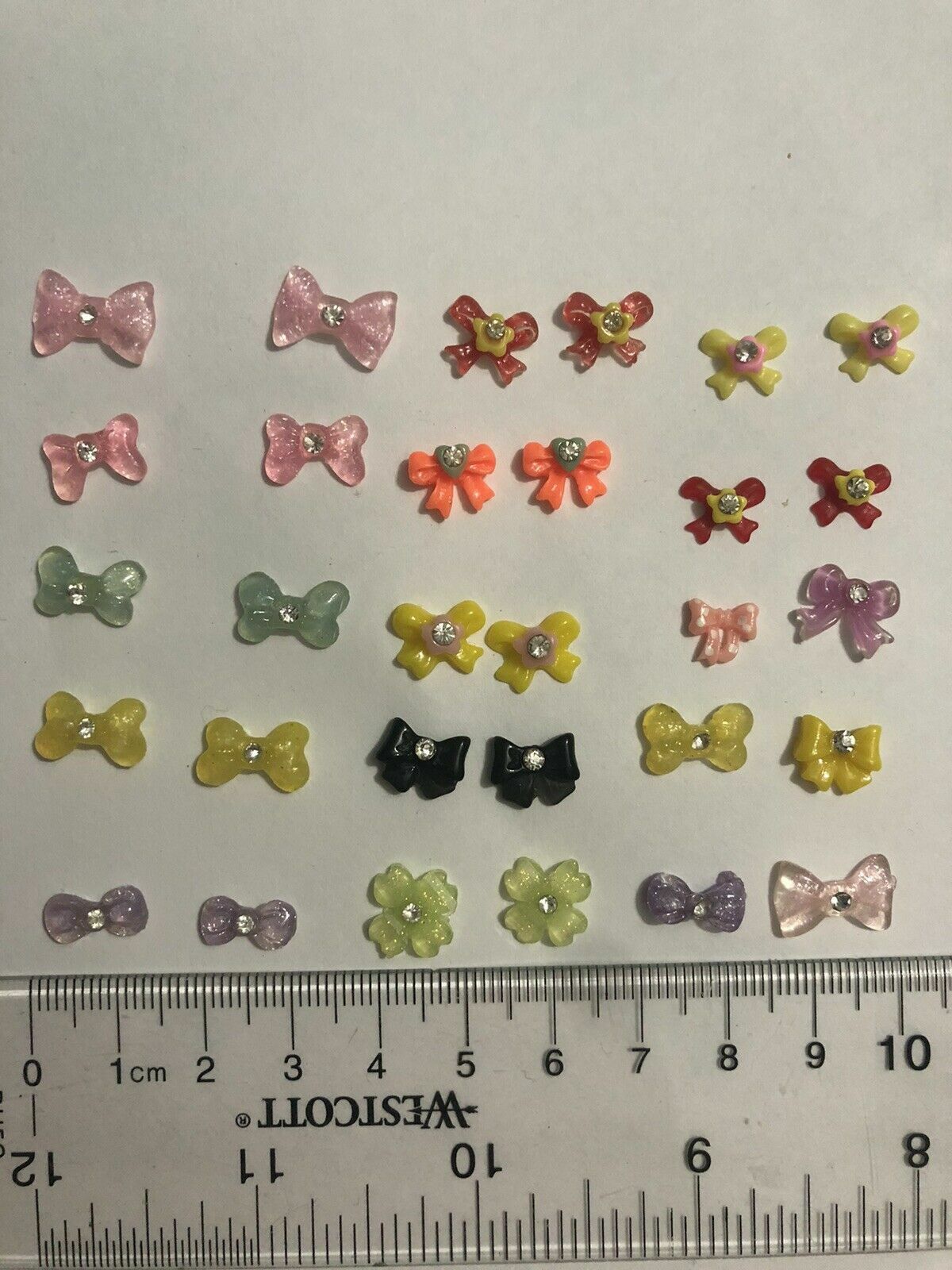 3D nail art decorations rhinestone tie bow butterfly black pink resin silver red