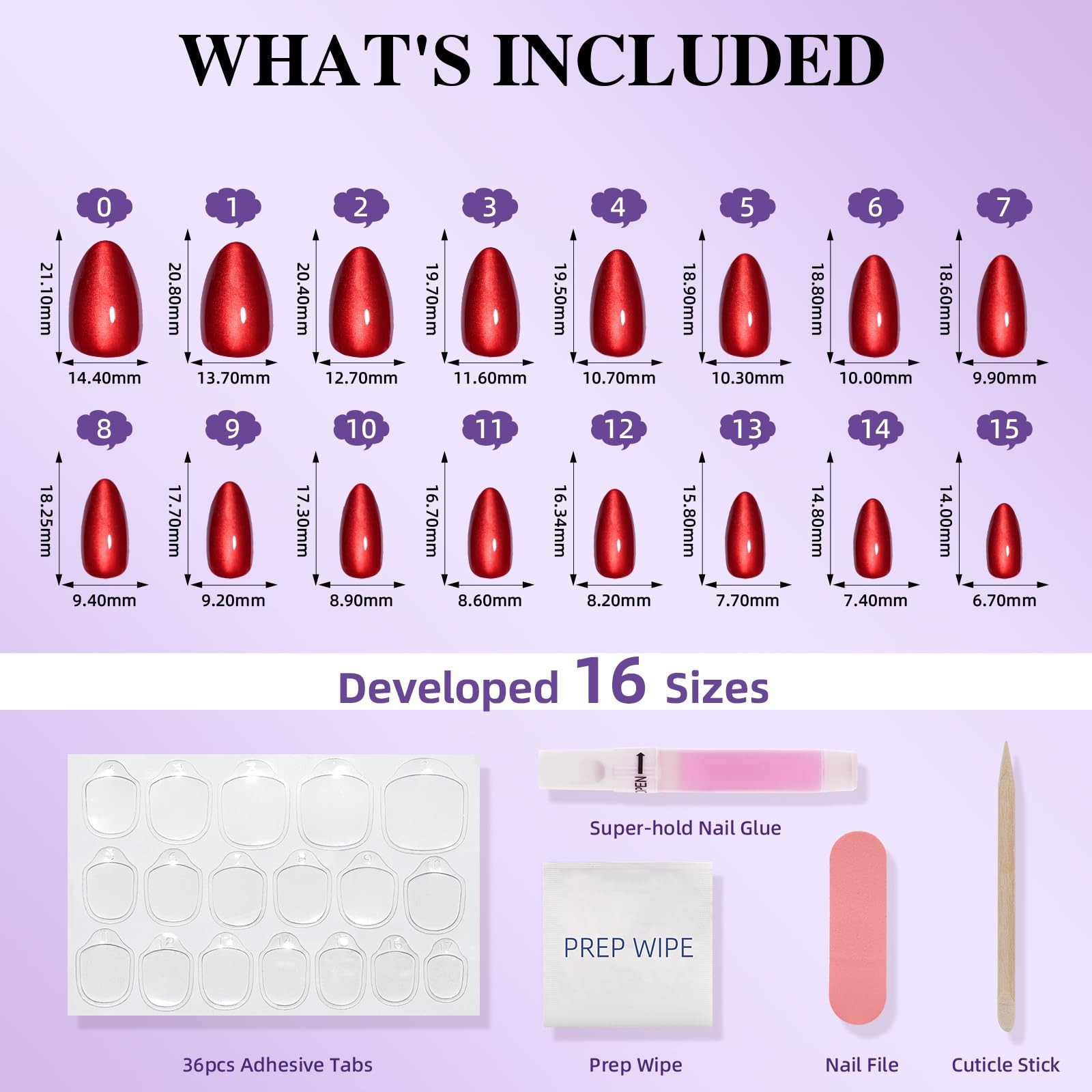 Cherry Red Cat Eye Press On Nails, Short Almond Reusable Nails | Includes 32 …