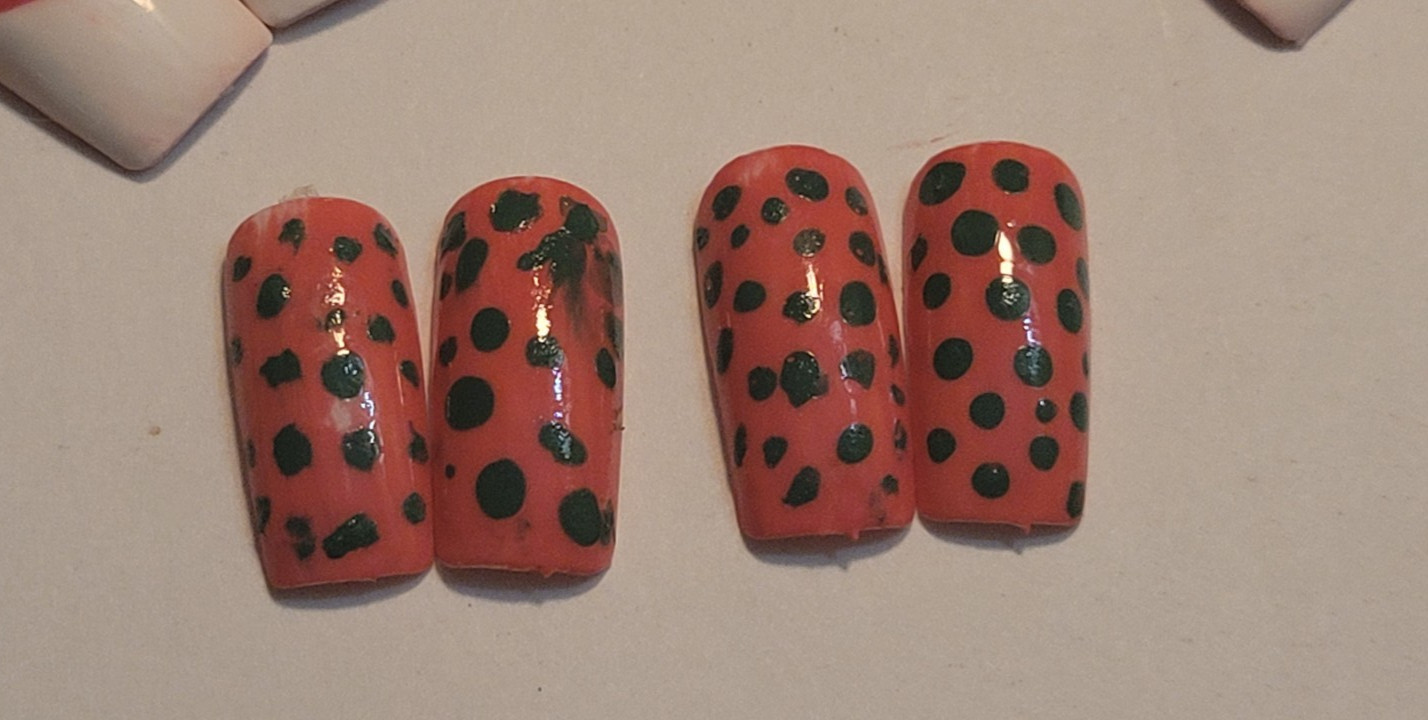 KAWAII FANTASY NAILS| Presson |Pink Size Large Square French point green #Damage