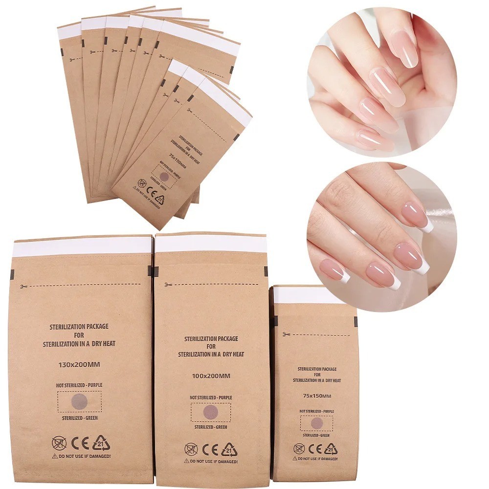 Nail Sterilizer Manicure Bag 50-100PCS Kraft Bag Heat Sterilization Disinfection