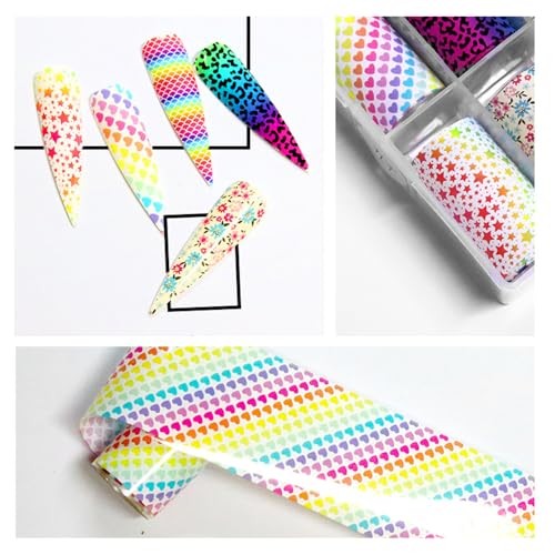 Candy Rainbow Nail Foils Transfer Nail Art Flower Nail Stickers Spring Q4