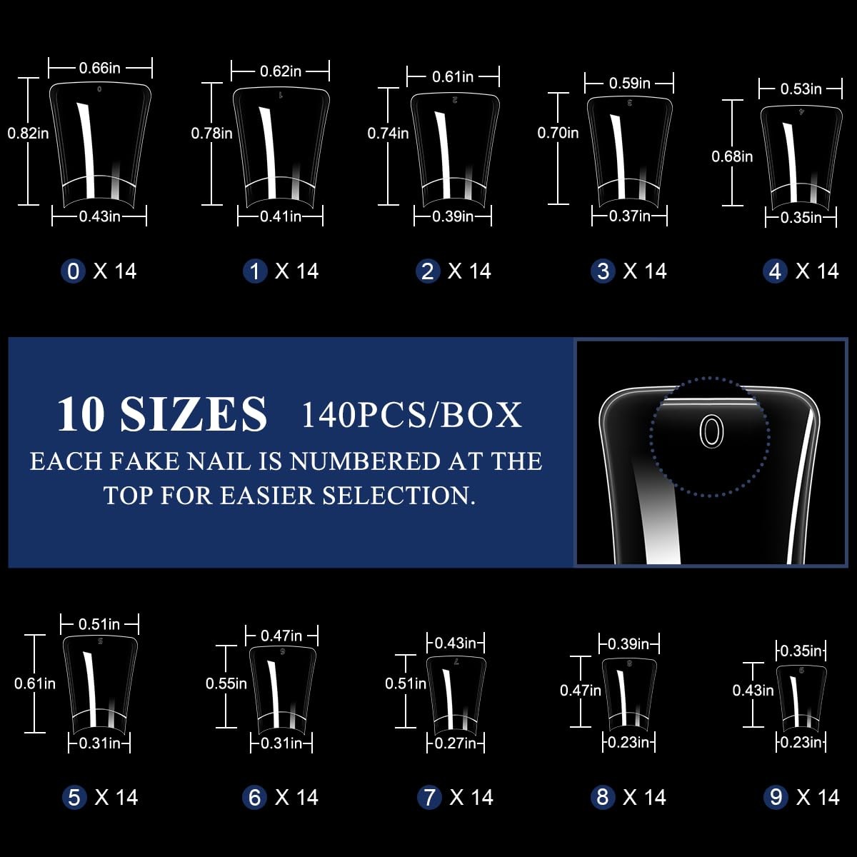 Moxluck Stiletto Nail Tips,Soft Gel Almond Half 140 Piece Assortment, SET-4