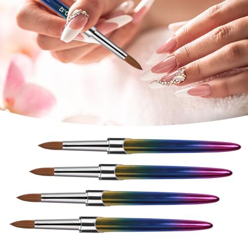 4X Pinceles Para Acrilico Kolinsky Cepillos De Acrílico Profesional Para Uñas