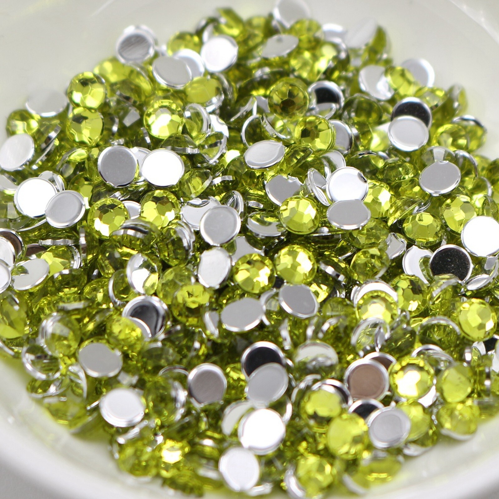 2000 Light Green Crystal Acrylic Round Faceted Flatback Rhinestone Gem 4mm SS16