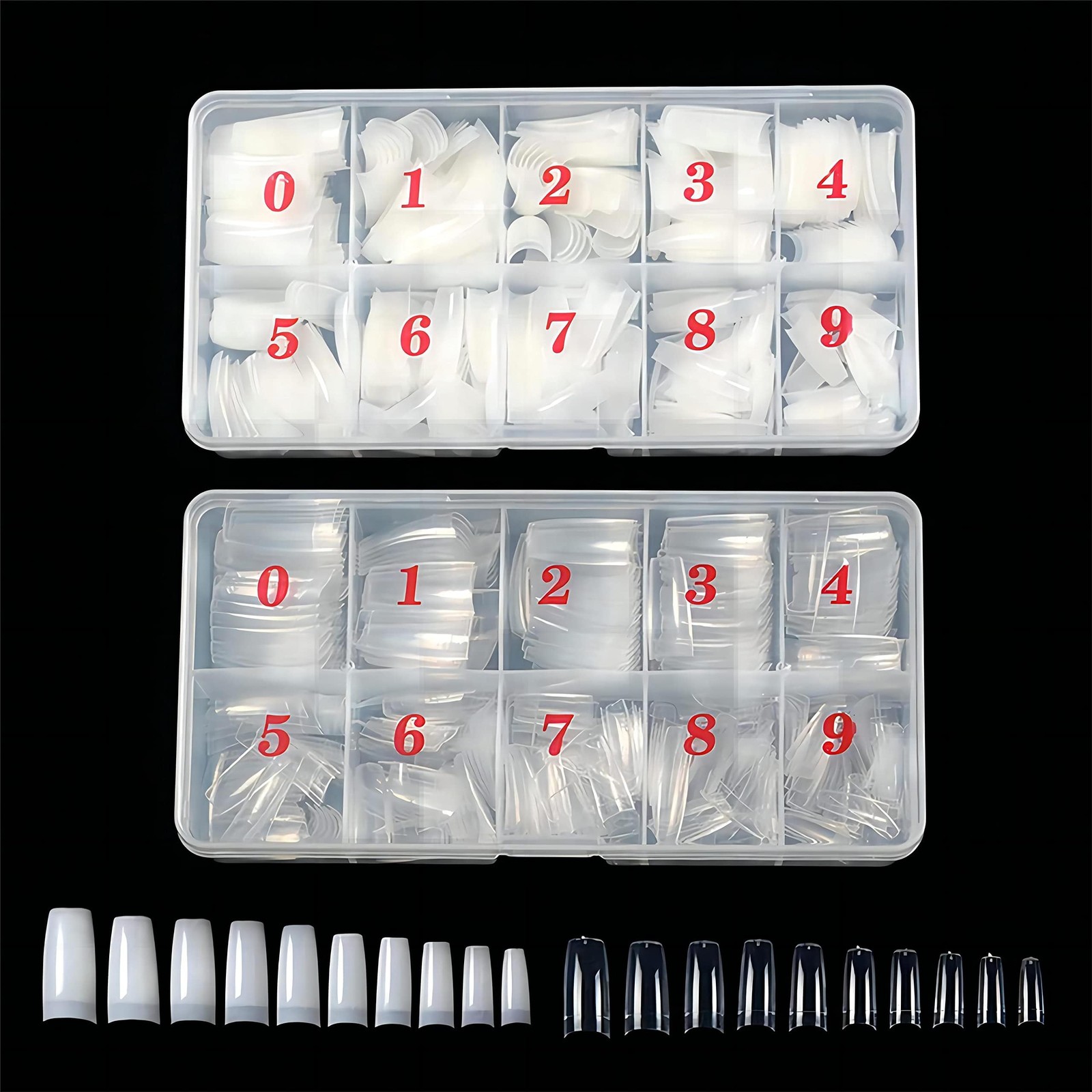 1000pcs Clear and Natural Acrylic Nail Tips,10 Size French Nail Tips For Acry…