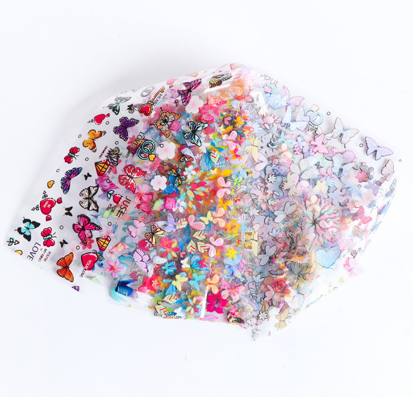 10Pcs Beautiful Butterfly Flower Nail Art Transfer Foil Sticker Manicure XK102