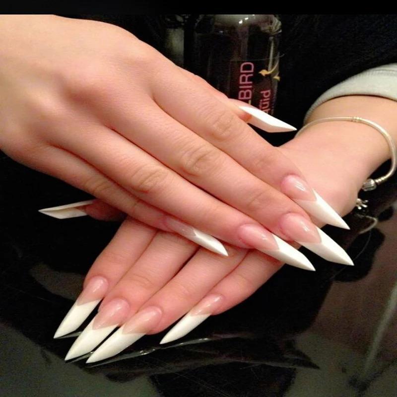 [DDP] French Stiletto ‘Edge’ Well-less Acrylic Artificial False Nail Tips