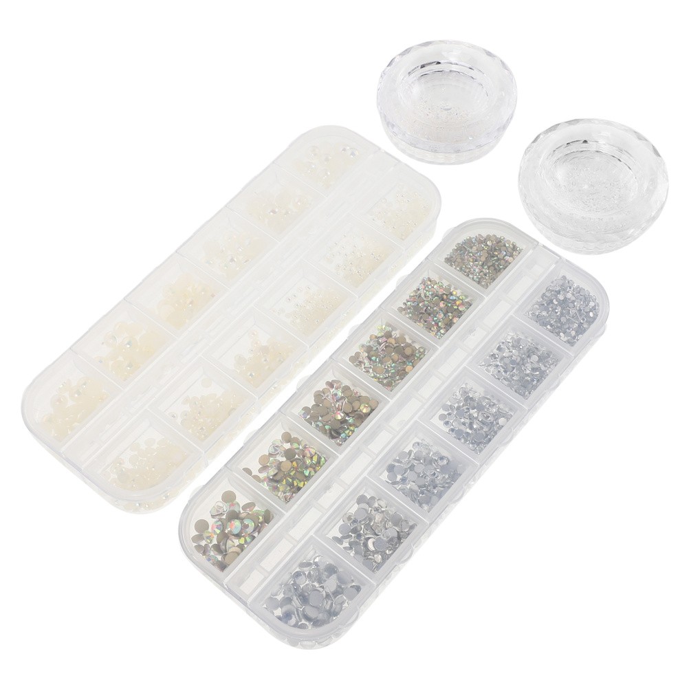 4 Boxes Crystal Rhinestones Ab Flat Back Gems Nail Art Decoration Set