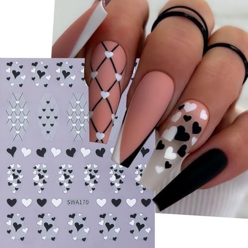 Valentine’s Day Nail Art Stickers Decals 3D Self mini heart french line
