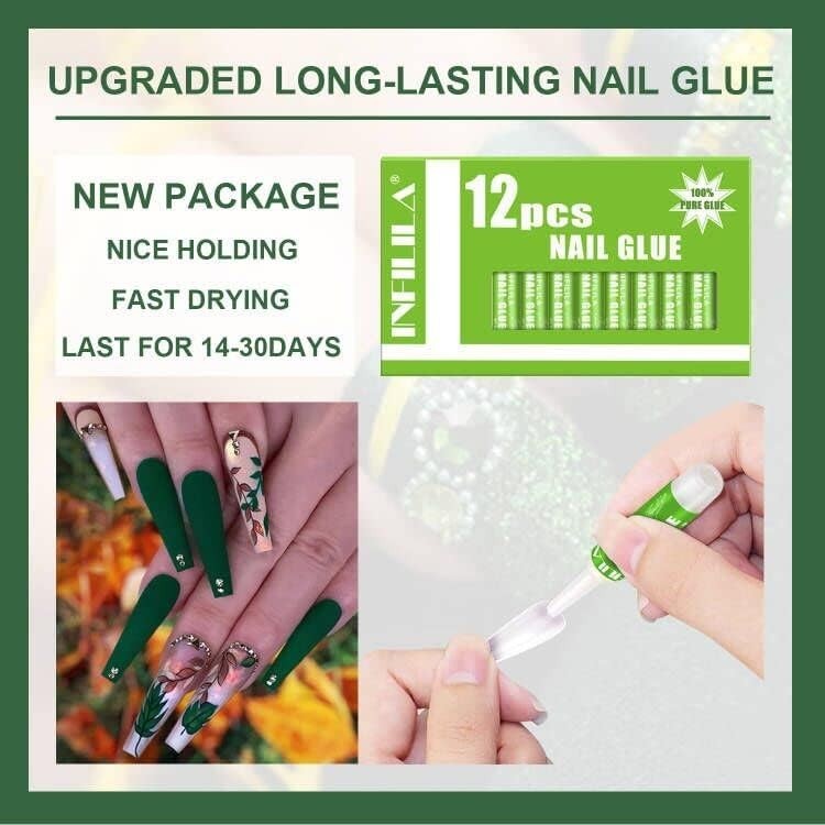 NXJ INFILILA Super Strong Nail Glue – Quick Dry 3-5 Seconds, 21+ Days Long-Lasti
