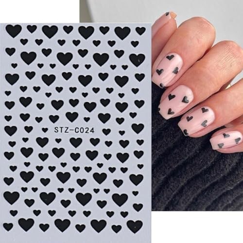 Heart Nail Stickers -Valentine’s Day Nail Art Supplies Heart Nail Decals for