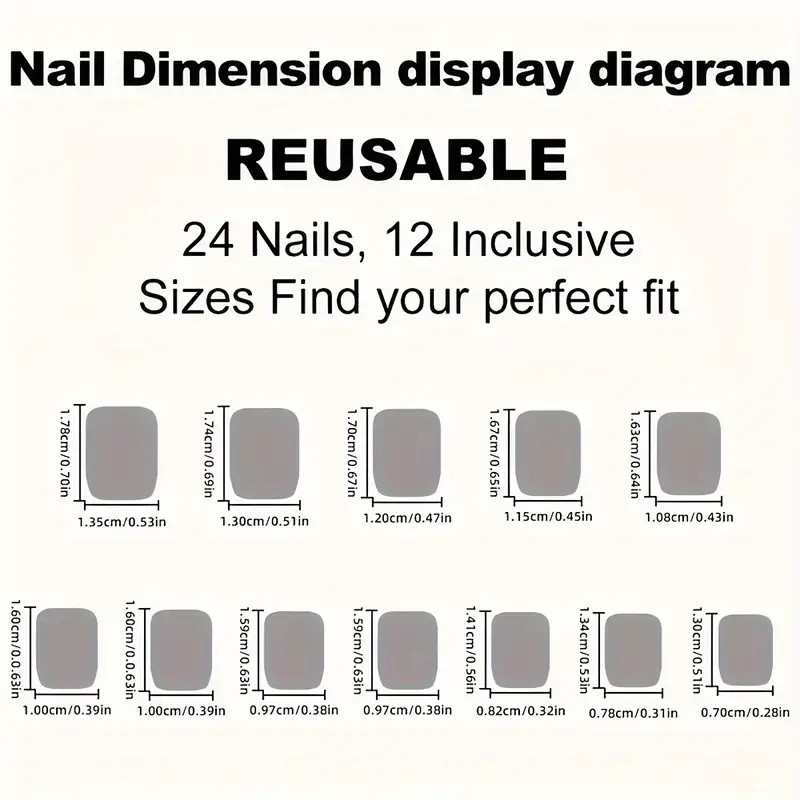 Set Of 24 Short Square Fake Nails Gradient European And American