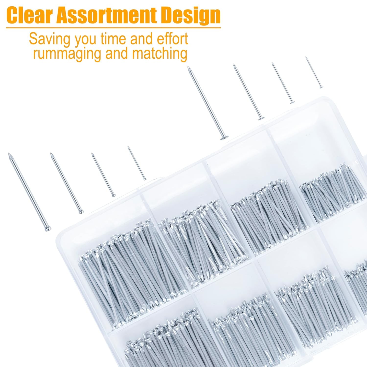 700PCs Nail Assortment Kit 8oz Small Hammer Wall Hanging Decor Tools Kit