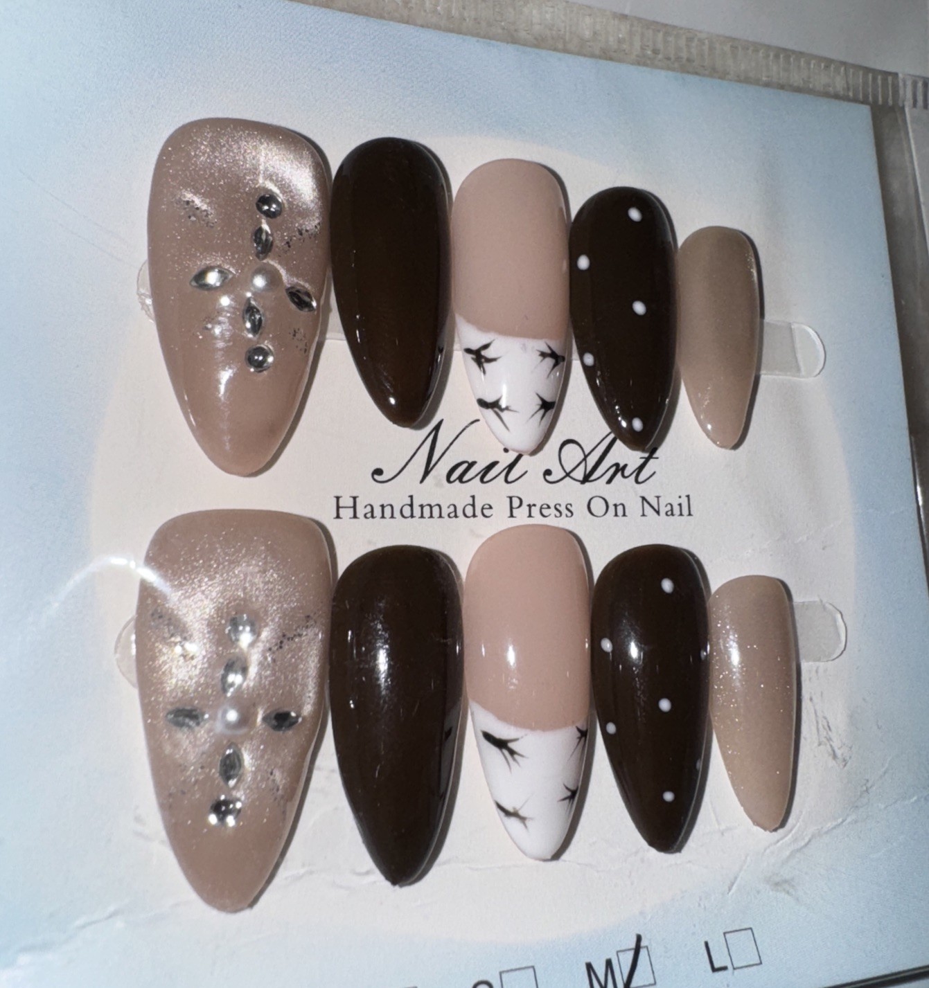 4 Packs Of 10pcs Almond Press On nails | 3D Unique Designs| Size M | Reusable (3
