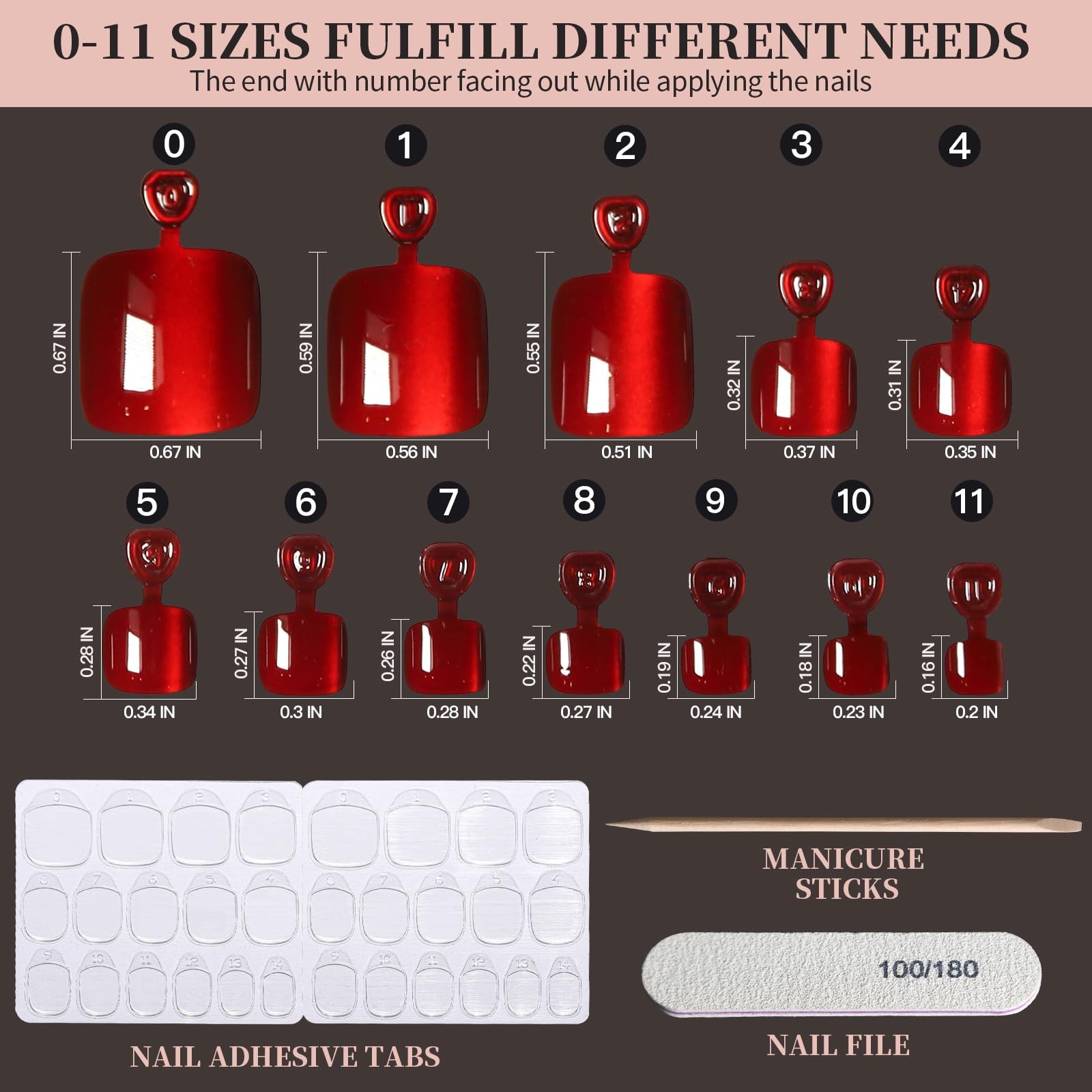 FANDAMEI Press on Toenails, 6 Colors Black/White/Nude/Red/Purple/French Tip