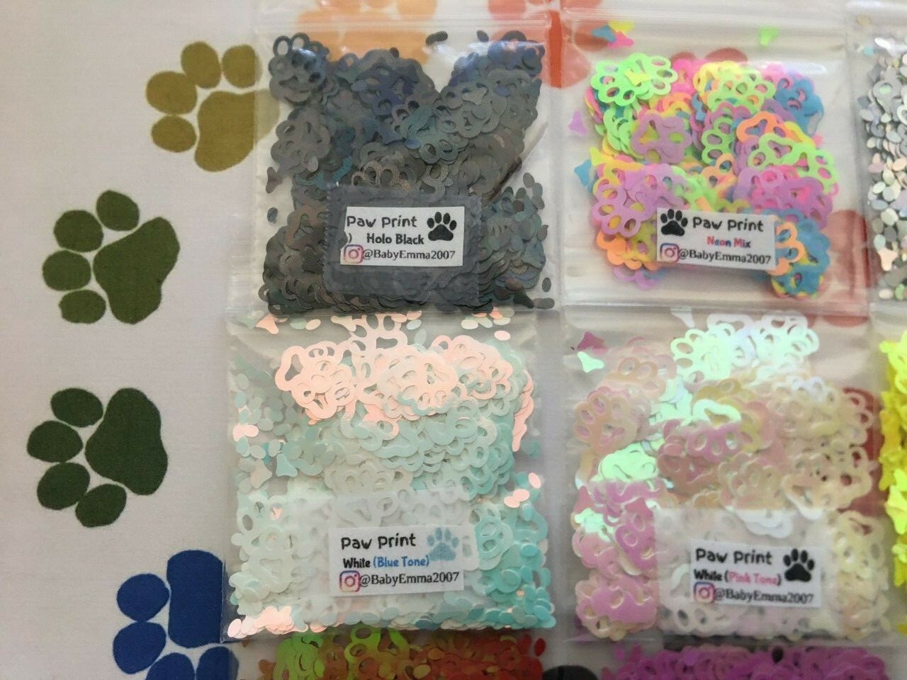 Solvent Resistant Pet PAW/DogPaw shape Glitter(U Pick Color)Nail Art Face Crafts