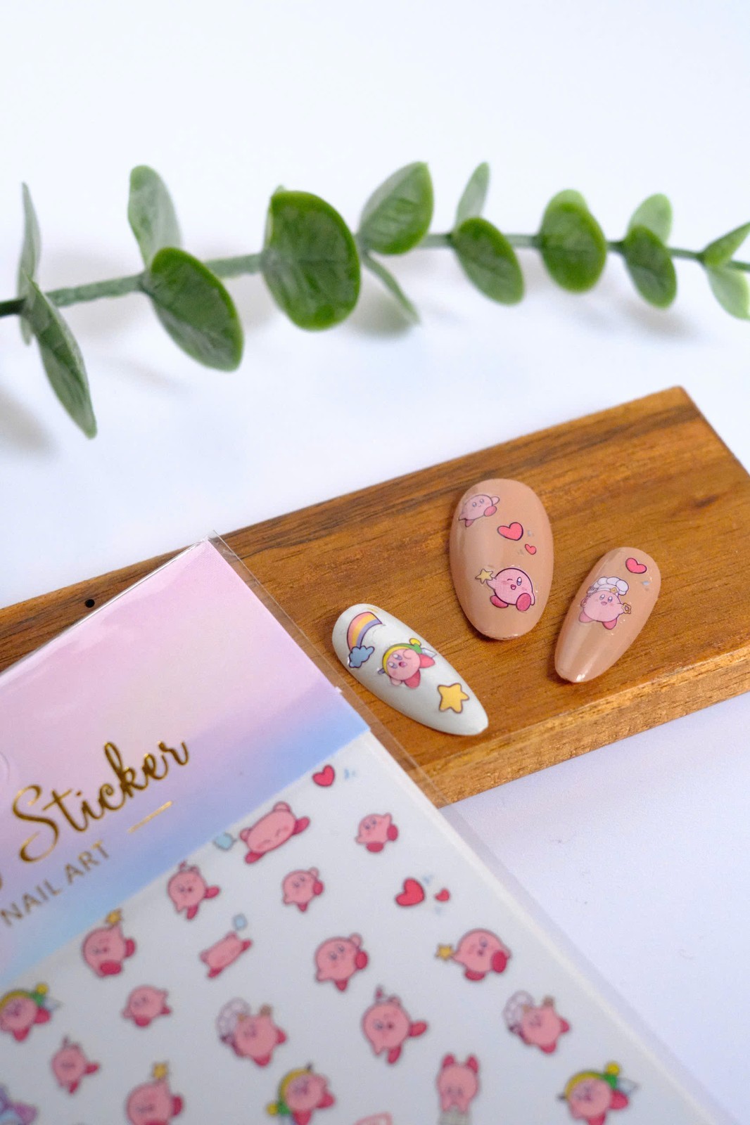 Kirby Flat Nail Stickers Pink Anime Nail Supplies include of +40 Stickers