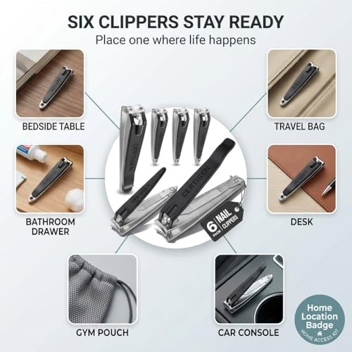 Nail Clippers Set 6 -Pack – Includes Toenail Clippers, Fingernail Clipper, and