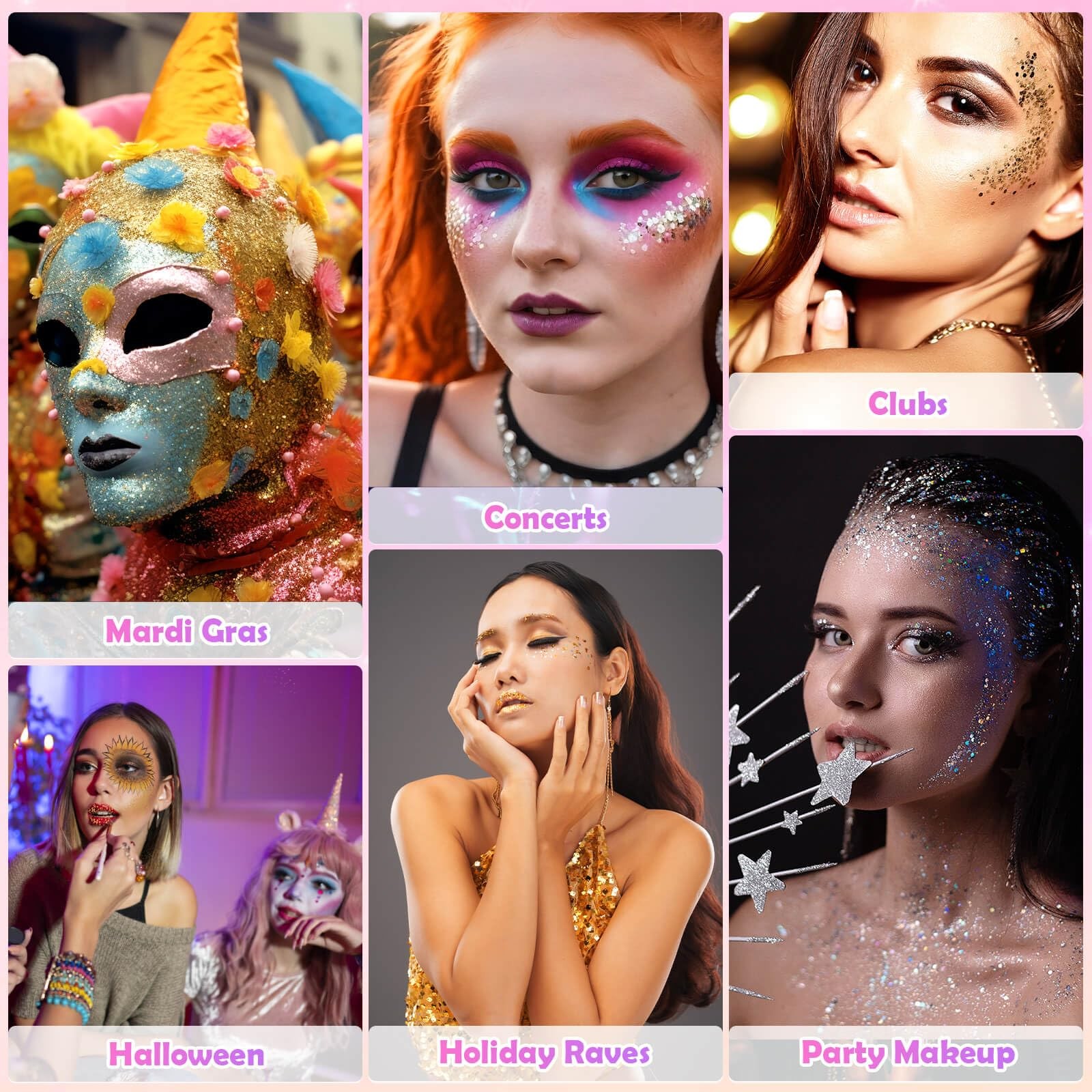 10 Colors Body Glitter for Skin and Hair, Makeup Sparkles Rave for Festival O…