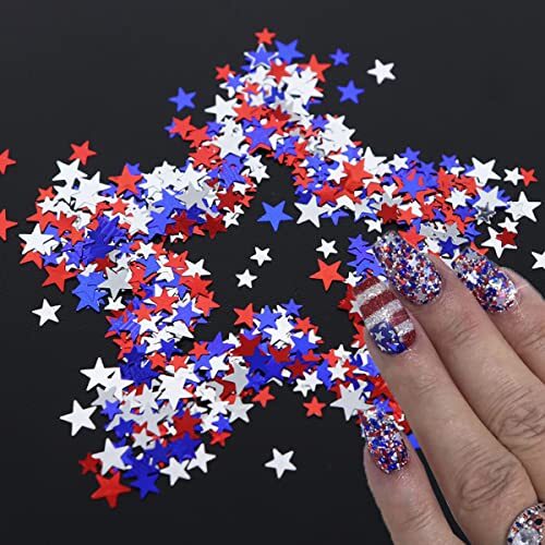 12 Grids 4th of July Nail Glitter Sequins Independence Day Star Nail Sequins P5