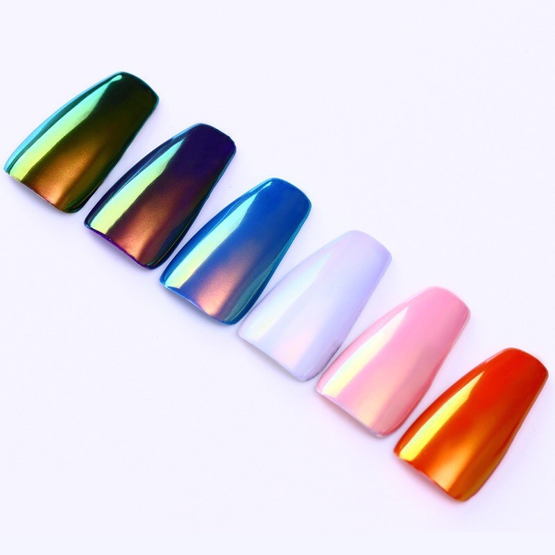 Neon Aurora Unicorn Nail Powder Mermaid AB Mirror Rainbow Shimmer Shine Effect