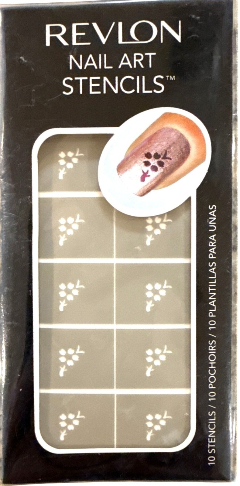 REVLON 10 Nail Art Stencils CHERRY BLOSSOM Artistic SIMPLE & EASY TO APPLY
