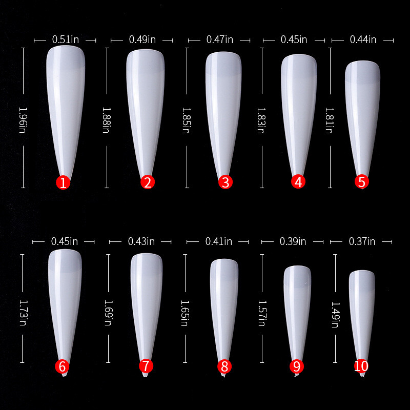 500 Pcs Long Stiletto Pointed False Nail Tips Half Nails Fake Tip Salon Manicure