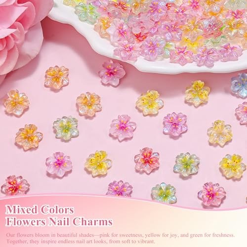100pcs 3D Flower Nail Charms, Ice Translucent Flowers for Nails 12-flower-2