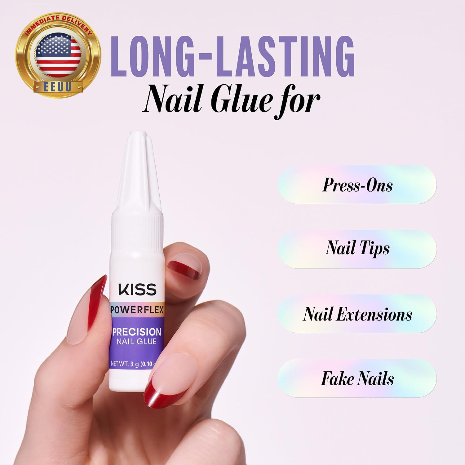 Powerflex Precision Nail Glue for Press Ons, Kits, Tips & Wraps, 0.10 Oz, Ultra