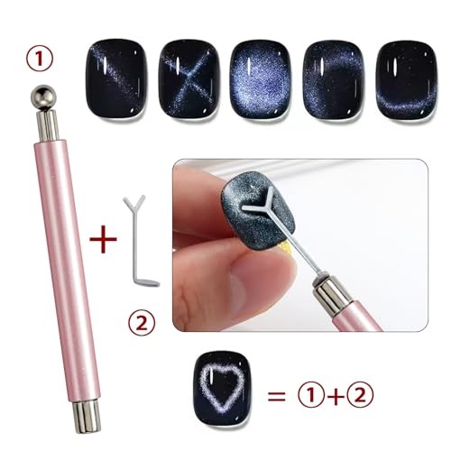 5 PCS Cat Eye Magnets For Nails With 6 PCS Iron Stencils For Bunny And KIT2
